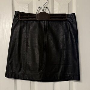 Classic Black Leather Skirt